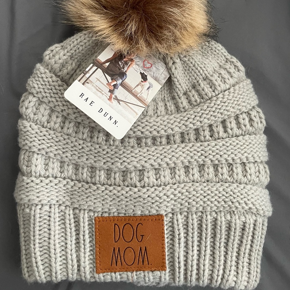 NWT Rae Dunn Dog Mom Pom Hat